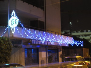 Pendente e tettoia di luci blu
